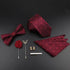 Fashion Red Business Necktie Matching Bowtie Flower Vintage Design Set For Men Self - Tie Bow Tie And Pocket Square