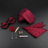 Fashion Red Business Necktie Matching Bowtie Flower Vintage Design Set For Men Self - Tie Bow Tie And Pocket Square