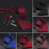 Fashion Red Business Necktie Matching Bowtie Flower Vintage Design Set For Men Self - Tie Bow Tie And Pocket Square