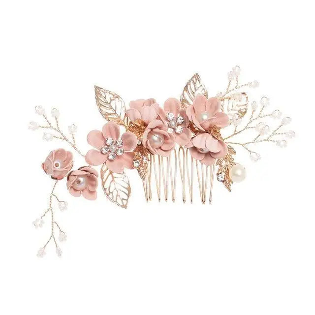 Fashion Red Flower Hair Comb For Women Unique Design Bridesmaid Hair Clip Bridal Wedding Hairpin Ladies Hair Jewelry