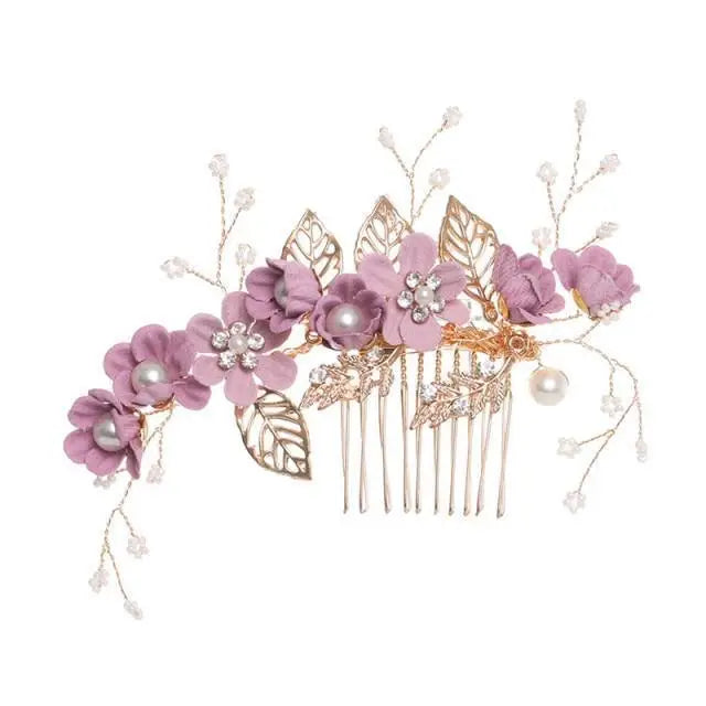 Fashion Red Flower Hair Comb For Women Unique Design Bridesmaid Hair Clip Bridal Wedding Hairpin Ladies Hair Jewelry