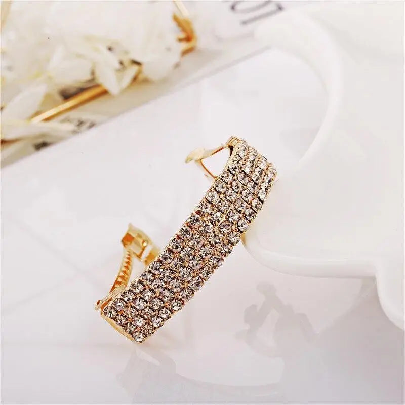 Fashion Sparkly Ladies Hair Clip Metal Spring Hair Clips Barrette Accessories For Women Golden Silver Barrettes Hair