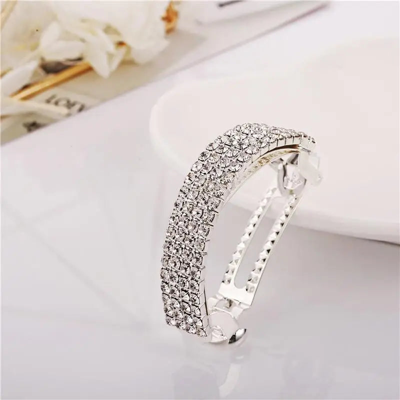 Fashion Sparkly Ladies Hair Clip Metal Spring Hair Clips Barrette Accessories For Women Golden Silver Barrettes Hair