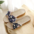 Fashion Woman Beach Floral Pattern Butterfly Knot Slippers Unique Flat Flip Flops Design For Women Outdoor Home