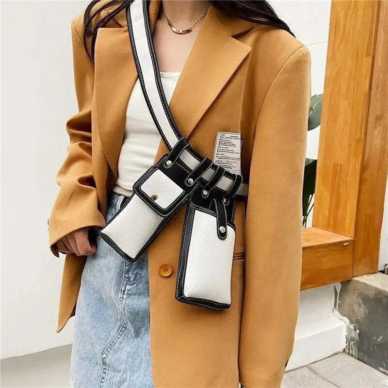 Fashion Women Leather Luxury Women Fanny Pack Black Retro Crossbody Shoulder Purse Wallet Party Bag For Women And Girl