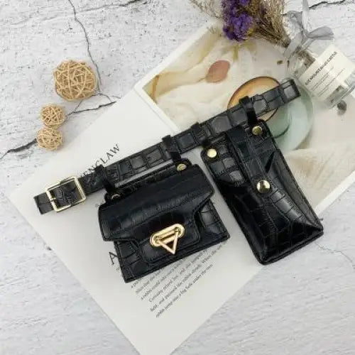 Fashion Women Leather Luxury Women Fanny Pack Black Retro Crossbody Shoulder Purse Wallet Party Bag For Women And Girl