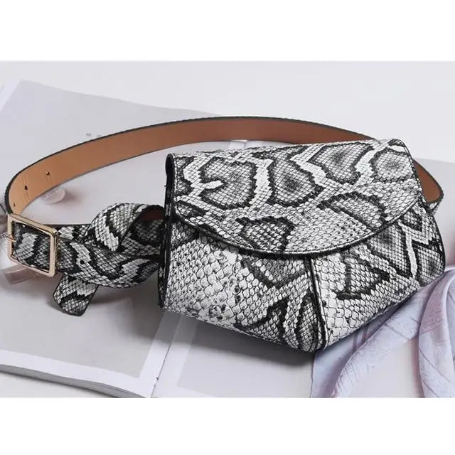 Fashionable Design Mini Adjustable Belt Waist Fanny Bag Ladies Cute Bag Women’s Style Leather Pouch - Grey