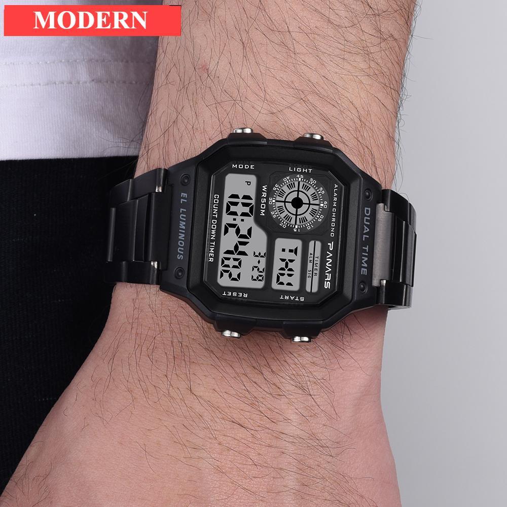 Luxury Famous Sports Business Square Retro Watch Waterproof 50M WIth Count Down Timer Digital Stopwatch Clock For Men and Woman Unisex Watch