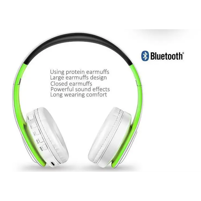 Folding Bluetooth White Blue Wireless Stereo Headphones Headset Mic Support Comfortable Earmuffs Modern Simple Design