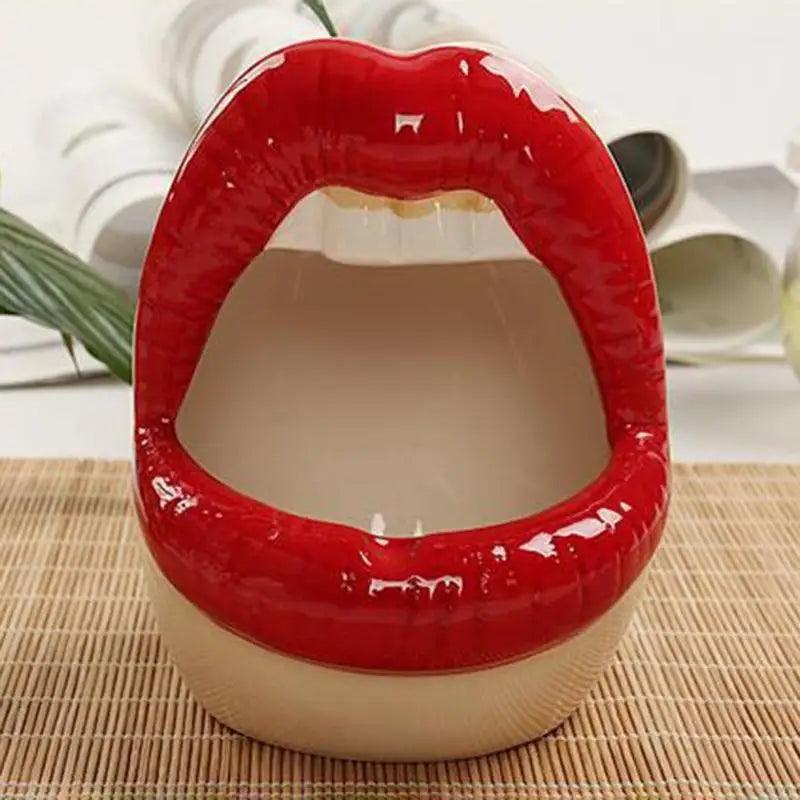 Funny Creative Ceramic Cartoon Lips Ashtray Gift for Home - Trendy Mouth Mini Ashtray for Boyfriend - ALU130GUREEC