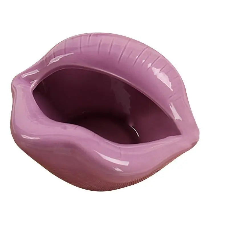 Funny Creative Ceramic Cartoon Lips Ashtray Gift for Home - Trendy Mouth Mini Ashtray for Boyfriend - Horizontal purple