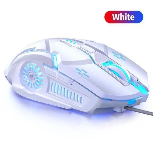 Gaming LED Wired Mechanical Mouse 6 Button With Backlight Ergonomic Cool Mouse Design For Laptop And Computer - White