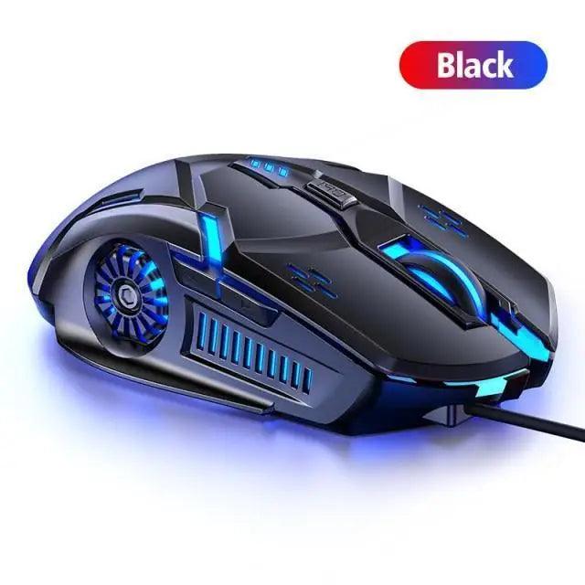 Gaming LED Wired Mechanical Mouse 6 Button With Backlight Ergonomic Cool Mouse Design For Laptop And Computer - Black