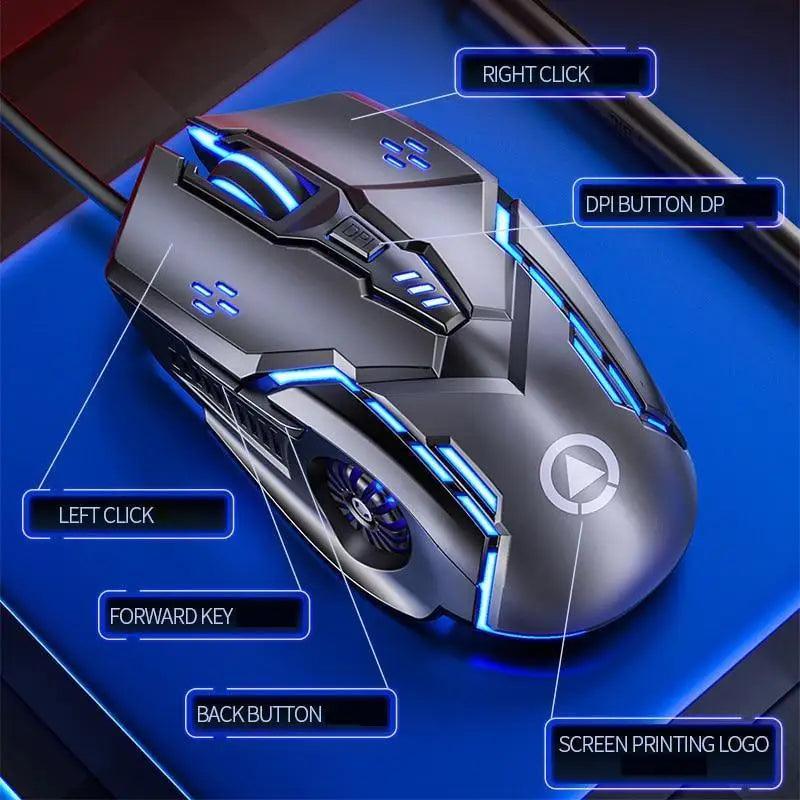 Gaming LED Wired Mechanical Mouse 6 Button With Backlight Ergonomic Cool Mouse Design For Laptop And Computer