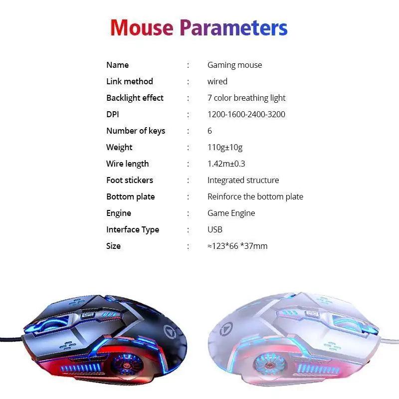 Gaming LED Wired Mechanical Mouse 6 Button With Backlight Ergonomic Cool Mouse Design For Laptop And Computer