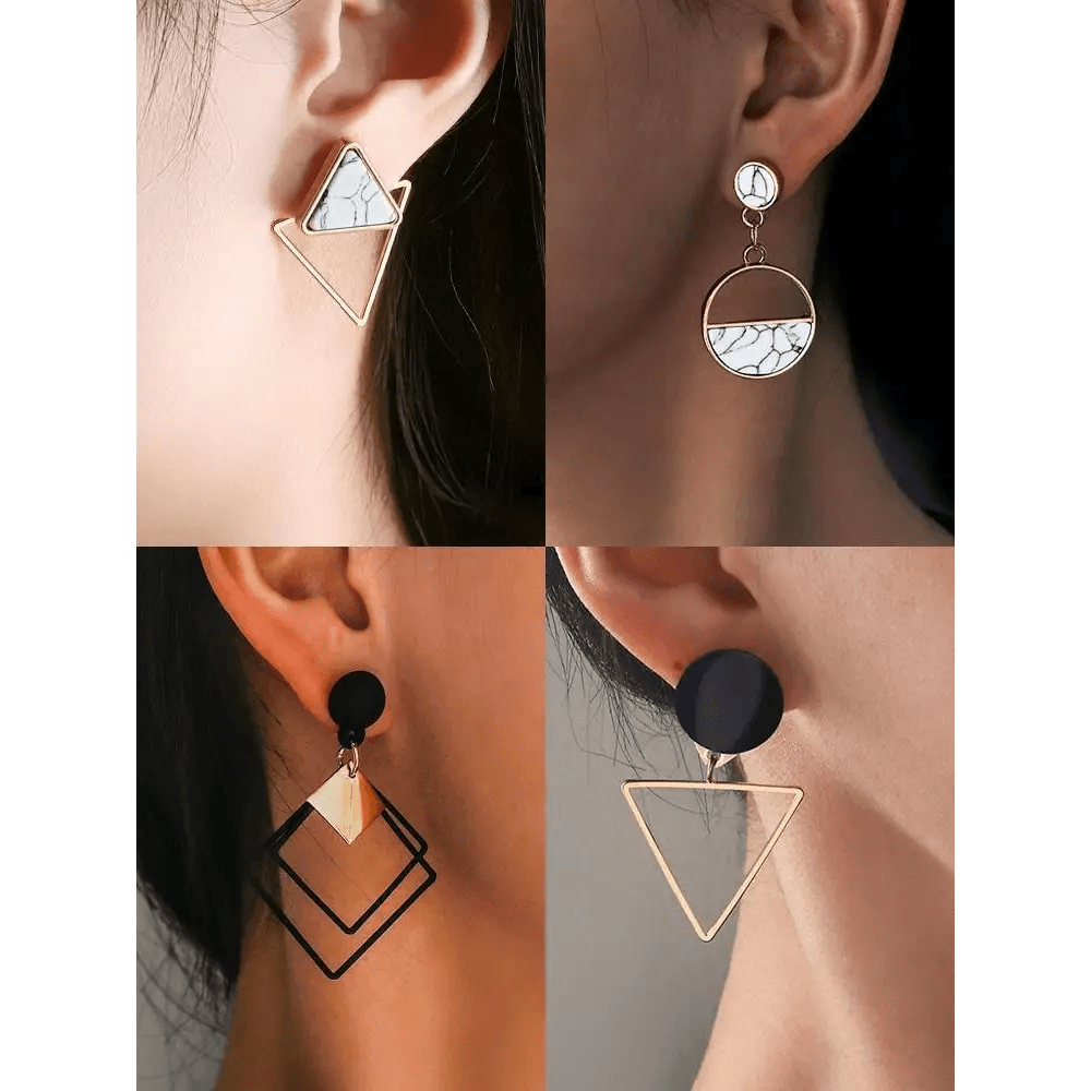 Glamorous Acrylic Round Heart Gold Earrings For Women And Girls - Trendy Women’s Jewelry For Party And Wedding