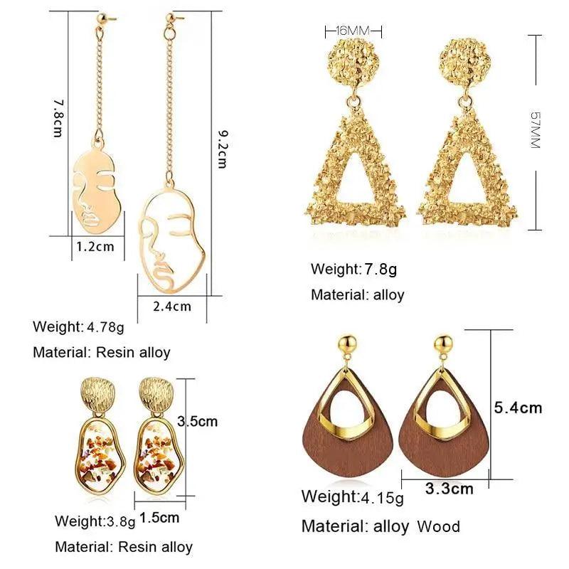 Glamorous Acrylic Round Heart Gold Earrings For Women And Girls - Trendy Women’s Jewelry For Party And Wedding