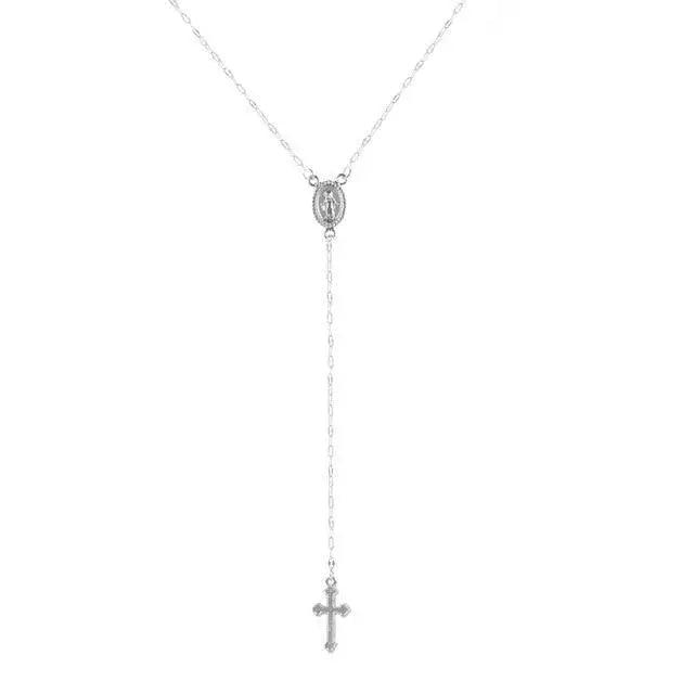 Goegeous Gold/Rose Gold Christian Cross Religious Rosary Pendant Necklace for Women And Girls Charming Jewelry Gifts