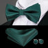 Green Color Silk Butterfly Pre - Tied Bow Tie Pocket Square Cufflinks Suit Set For Men Silk Adjustable Self Bowtie