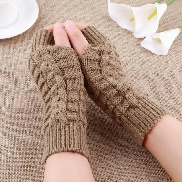 Half Finger Gloves For Women Stylish Winter Soft Warm Wool Knitting Arm Gloves Soft Warm Winter Gloves For Women 2021 - Treko - 2021 trends, birthday gifts, breathable gloves, comfortable gloves, fashion 2021, fashionable gloves, new trend 2021, stylish gloves, trends 2021, trendy gloves, winter gloves- Stevvex.com