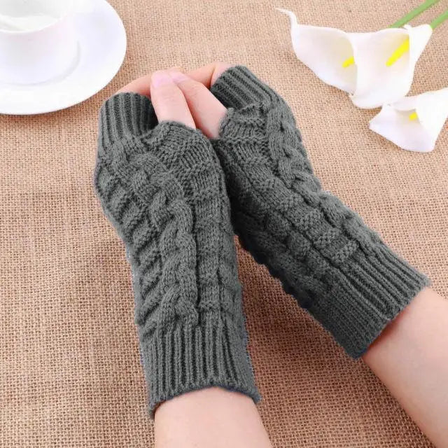 Half Finger Gloves For Women Stylish Winter Soft Warm Wool Knitting Arm Gloves Soft Warm Winter Gloves For Women 2021 - Treko - 2021 trends, birthday gifts, breathable gloves, comfortable gloves, fashion 2021, fashionable gloves, new trend 2021, stylish gloves, trends 2021, trendy gloves, winter gloves- Stevvex.com