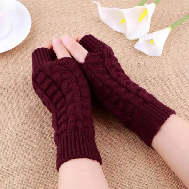 Half Finger Gloves For Women Stylish Winter Soft Warm Wool Knitting Arm Gloves Soft Warm Winter Gloves For Women 2021 - Treko - 2021 trends, birthday gifts, breathable gloves, comfortable gloves, fashion 2021, fashionable gloves, new trend 2021, stylish gloves, trends 2021, trendy gloves, winter gloves- Stevvex.com