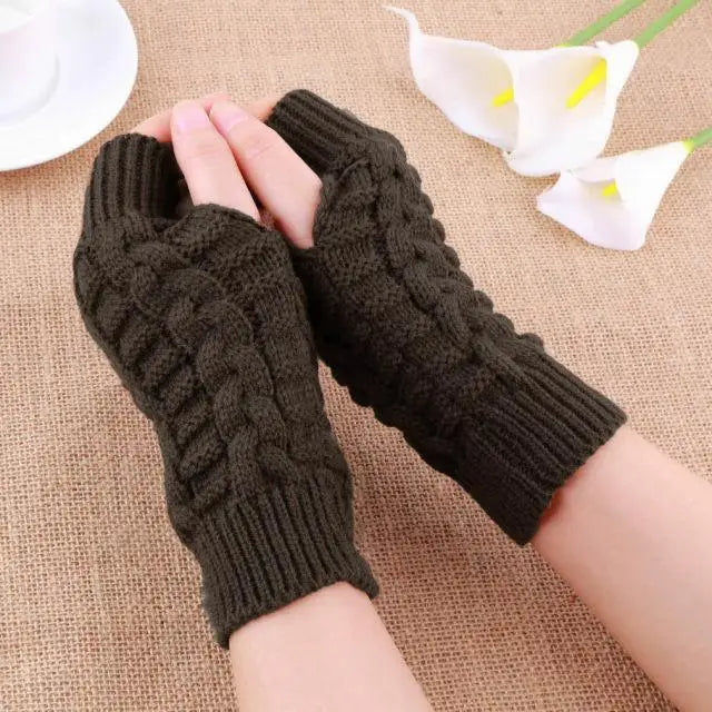 Half Finger Gloves For Women Stylish Winter Soft Warm Wool Knitting Arm Gloves Soft Warm Winter Gloves For Women 2021 - Treko - 2021 trends, birthday gifts, breathable gloves, comfortable gloves, fashion 2021, fashionable gloves, new trend 2021, stylish gloves, trends 2021, trendy gloves, winter gloves- Stevvex.com