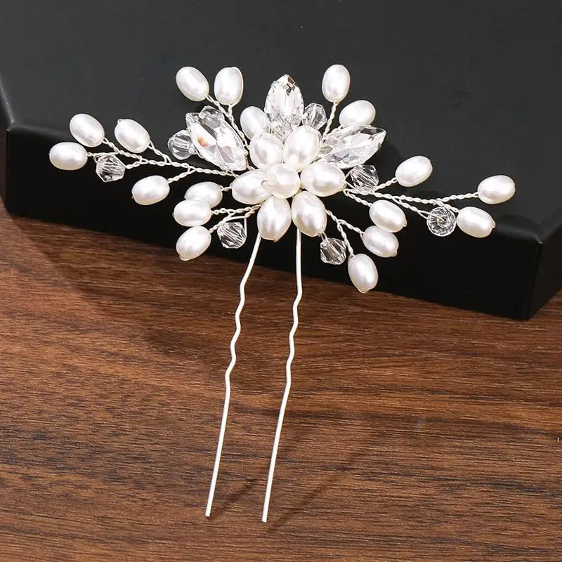 Handmade Sparkling Pearl Rhinestone Flower Hair Clip Pins Charming Women Wedding Accessories Hair Clips Wedding Clip