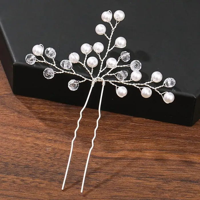 Handmade Sparkling Pearl Rhinestone Flower Hair Clip Pins Charming Women Wedding Accessories Hair Clips Wedding Clip