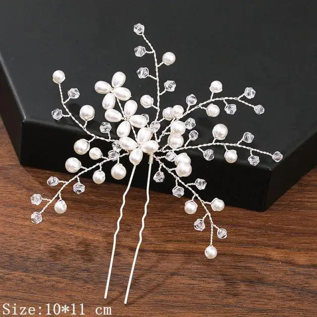 Handmade Sparkling Pearl Rhinestone Flower Hair Clip Pins Charming Women Wedding Accessories Hair Clips Wedding Clip