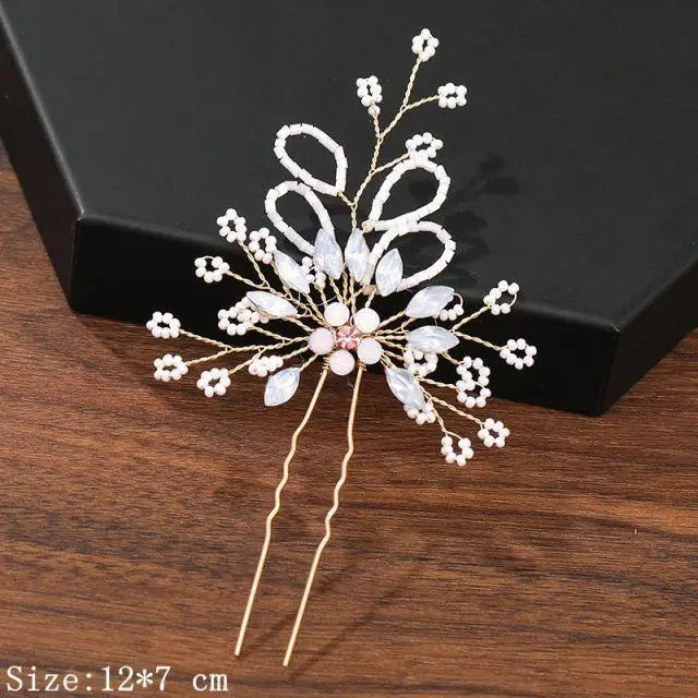 Handmade Sparkling Pearl Rhinestone Flower Hair Clip Pins Charming Women Wedding Accessories Hair Clips Wedding Clip