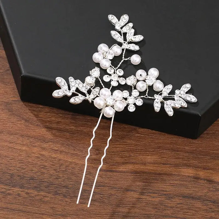 Handmade Sparkling Pearl Rhinestone Flower Hair Clip Pins Charming Women Wedding Accessories Hair Clips Wedding Clip