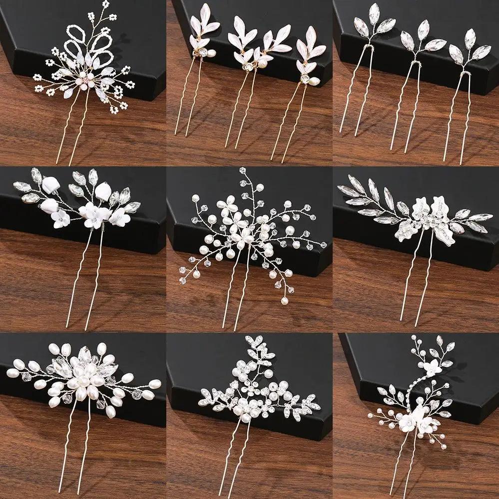 Handmade Sparkling Pearl Rhinestone Flower Hair Clip Pins Charming Women Wedding Accessories Hair Clips Wedding Clip