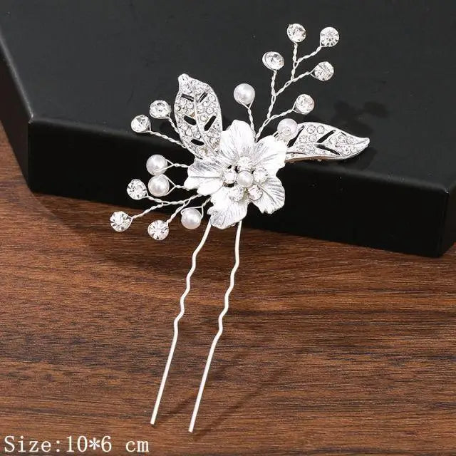 Handmade Sparkling Pearl Rhinestone Flower Hair Clip Pins Charming Women Wedding Accessories Hair Clips Wedding Clip