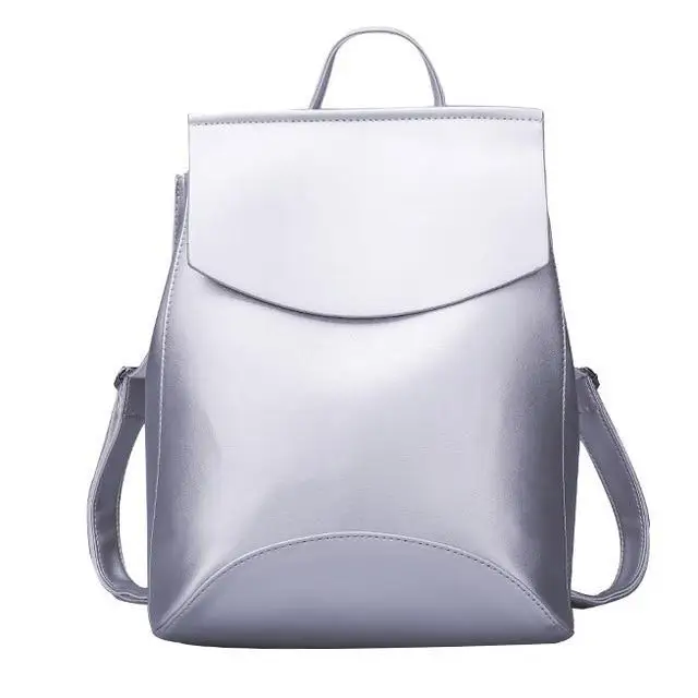 High Quality Leather Backpacks For Fashionable Women And Teenage Girls Large Capacity Shoulder Bagpack - New Silver