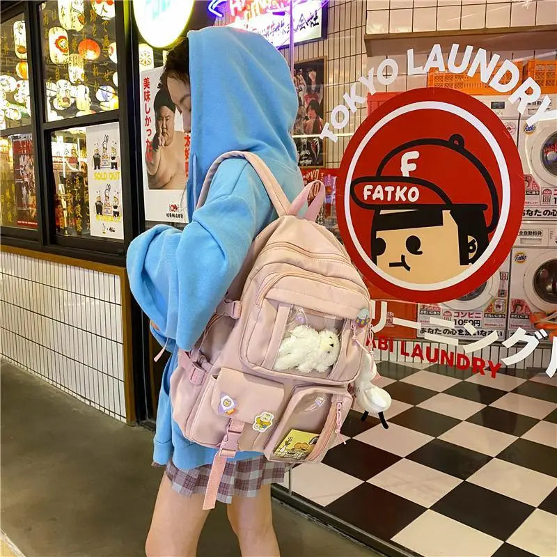 High Quality Nylon Large Capacity Waterproof Backpack For Female And Girls - Trendy College/Schoolbag - ALU92983ZYX