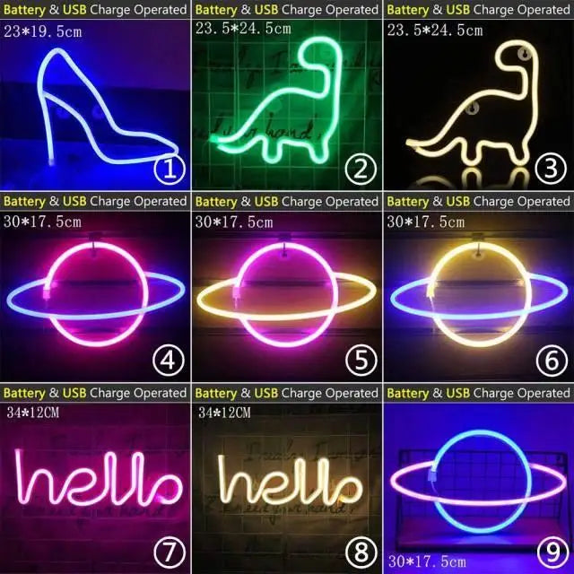 High Quality Wholesale LED Neon Night Light Sign Wall Art Sign Night Lamp Xmas Birthday Gift Wedding Party Wall Hanging