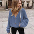 Hot Look Stylish Women’s Knitted Cardigans Sweater Fashionable Autumn Long Sleeve Loose Coat Casual Button Thick V