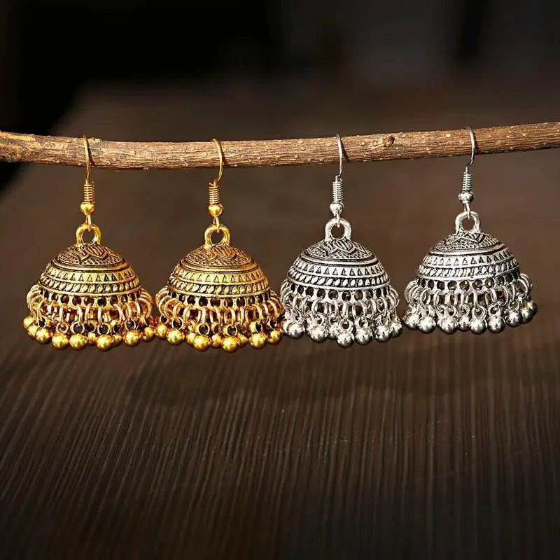 Indian Jhumka Jhumki Ethnic Dangle Earring Sets for Women Vintage Silver Gold Long Tassel Bell Drop Earrings Boho Jewelry Ethnic Silver Color Dangle Earrings For Women Drop Tassel Earrings for Women Bohemian Party Gift - ALLURELATION - 573, 580, Aesthetic Jewelry, Best Selling Earrings, Best Selling Jewelry, Cute Earrings, earrings, Fashion Earrings, Fashion Jewelry, Gifts for women, Indian Jewelry, Indian Jhumkas, jewelry, Retro Jewelry, Wedding Jewelry, women Earrings, women Fashion earrings - Stevvex.com