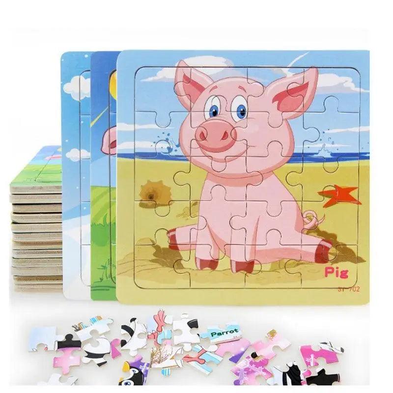 Kids Puzzle Toy Animals and Vehicle Wooden Puzzles Jigsaw Baby Educational Learning Toys for Children Gift - STEVVEX Baby - baby, birthday gifts, brain teasers, christmas gifts, Educational Learning Toy, educational toys, educational toys for kids, learning toys, learning toys for kids, puzzle, toys - Stevvex.com