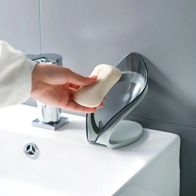 Leaf Shape Soap Box Creative Drain Soap Holder Bathroom Soap Holder Free Perforated Soap Dish For Bathroom Suction Cup