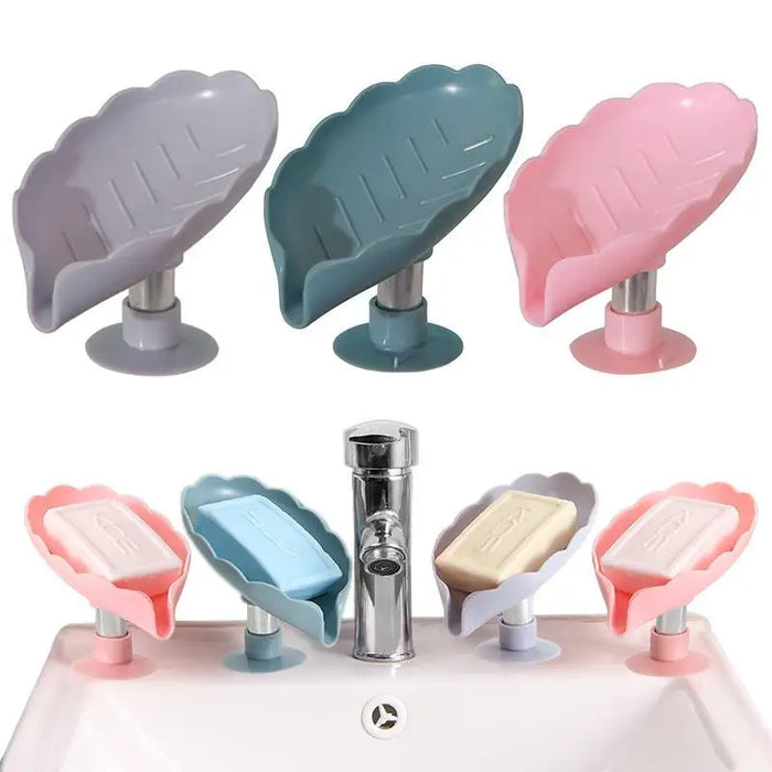 Leaf Shape Soap Box Drain Soap Holder Box Kichen Bathroom Accessories Toilet Laundry Soap Box Bathroom Supplies Tray