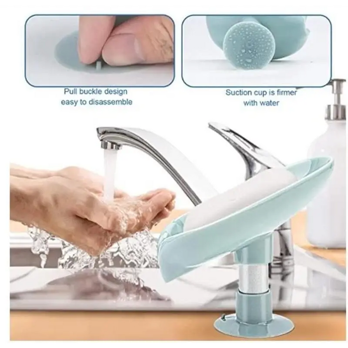 Leaf Shaped Soap Dish Holder Suction Cup Soap Dish For Bathroom Shower Soap Box Sponge Soap Holder Storage Tray Soap