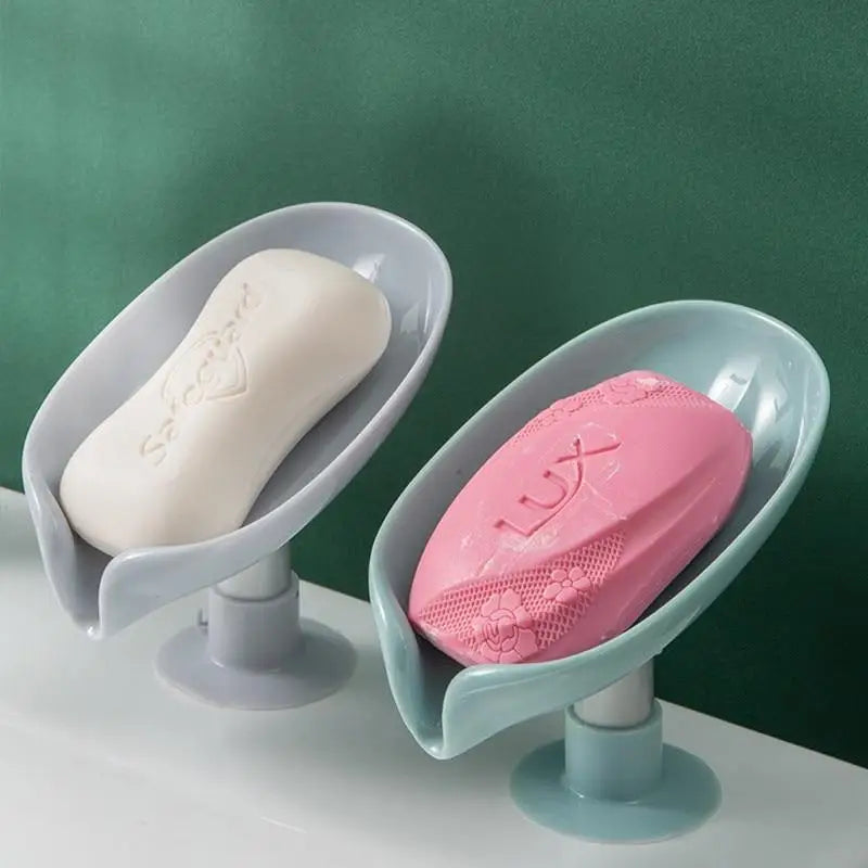 Leaf Shaped Soap Dish Holder Suction Cup Soap Dish For Bathroom Shower Soap Box Sponge Soap Holder Storage Tray Soap