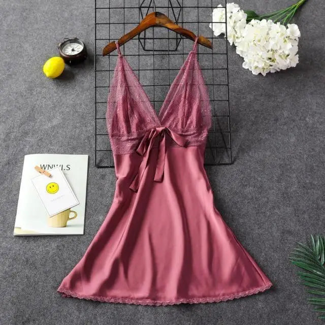 Lightweight Pink Women Sleepwear Classic Design Silk Bathrobe Lace Trim Bridesmaid Bride Party Robes - Purple / M