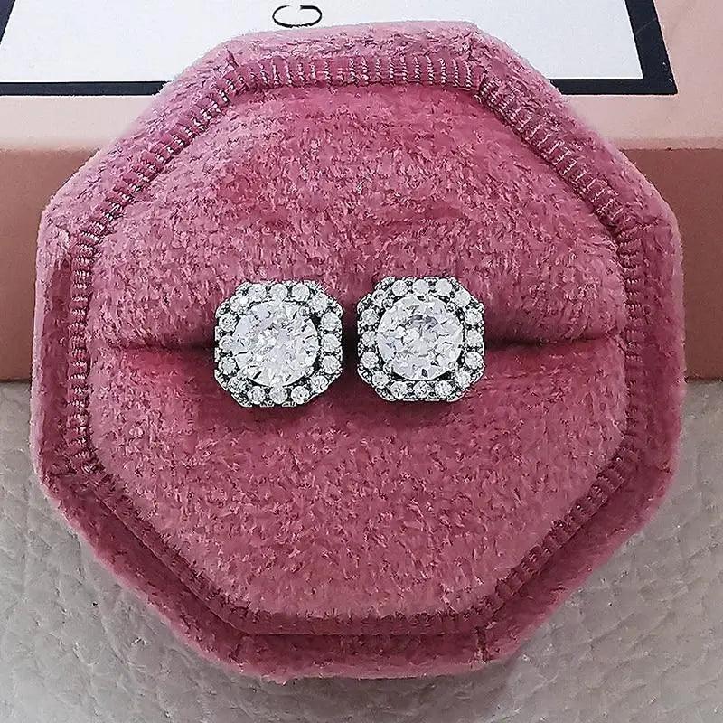 Luxurious 925 Sterling Silver Pink Drop Stud Earings For Women And Girls Sparkling Jewelry Gift For Ladies - ALU31743WKF