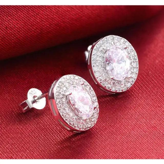 Luxurious 925 Sterling Silver Pink Drop Stud Earings For Women And Girls Sparkling Jewelry Gift For Ladies - ALU31743WKF