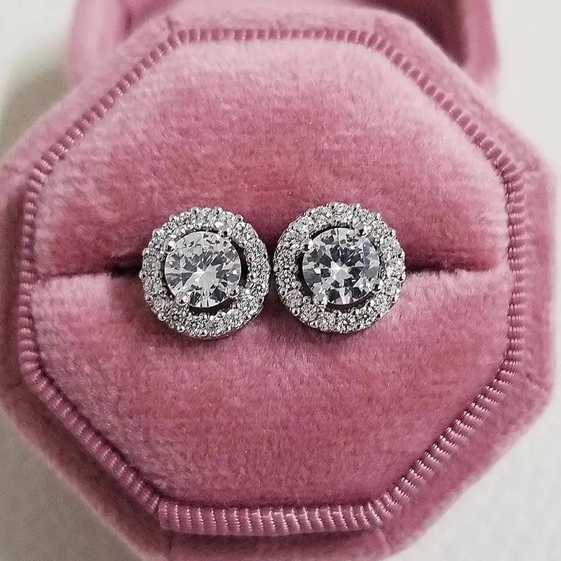 Luxurious 925 Sterling Silver Pink Drop Stud Earings For Women And Girls Sparkling Jewelry Gift For Ladies - ALU31743WKF