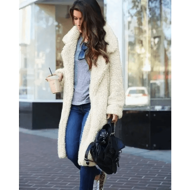 Luxurious Autumn Winter Jacket Female Coat Solid Color Fleece Coats Casual Outerwear Warm Soft Cardigan Fur Jackets