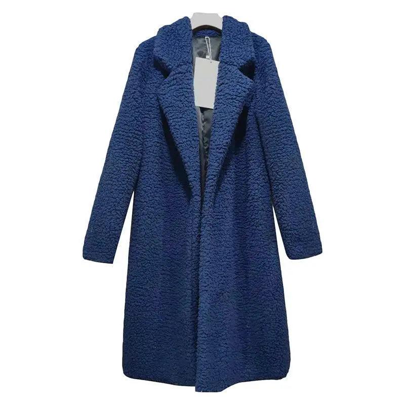 Luxurious Autumn Winter Jacket Female Coat Solid Color Fleece Coats Casual Outerwear Warm Soft Cardigan Fur Jackets